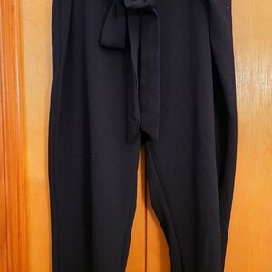 Black Tie-Waist Pants